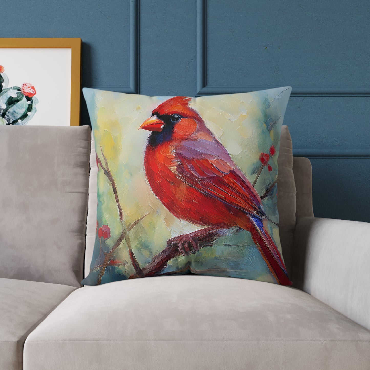 Vibrant Red Cardinal Pillow, Nature Decor, Home Accent, Gift for Bird Lovers, Cozy Living Room Cushion