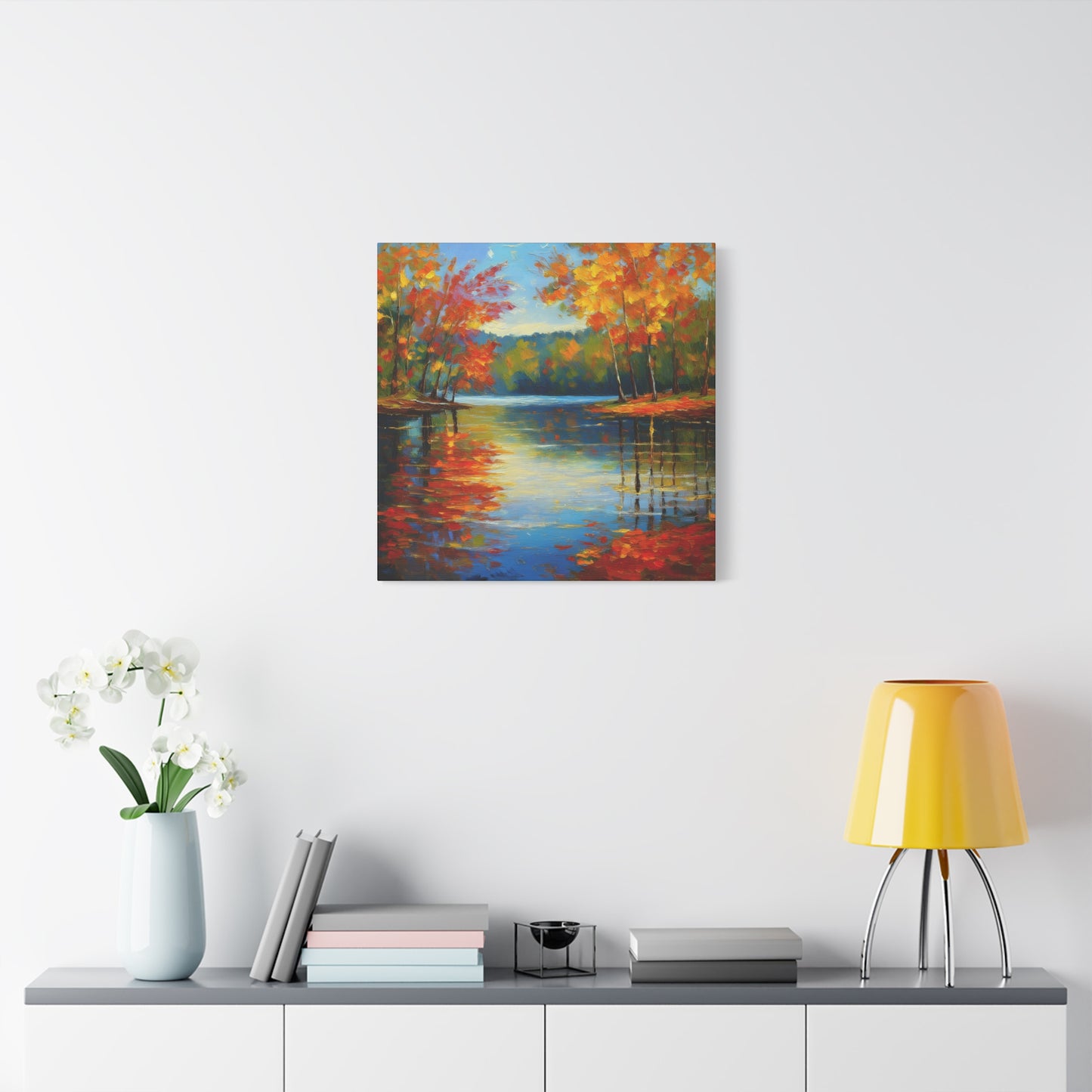 Fall Changing Leaves on a Lake Canvas Print | Style 2 | Wall Art | Wall Print | Fall Decor