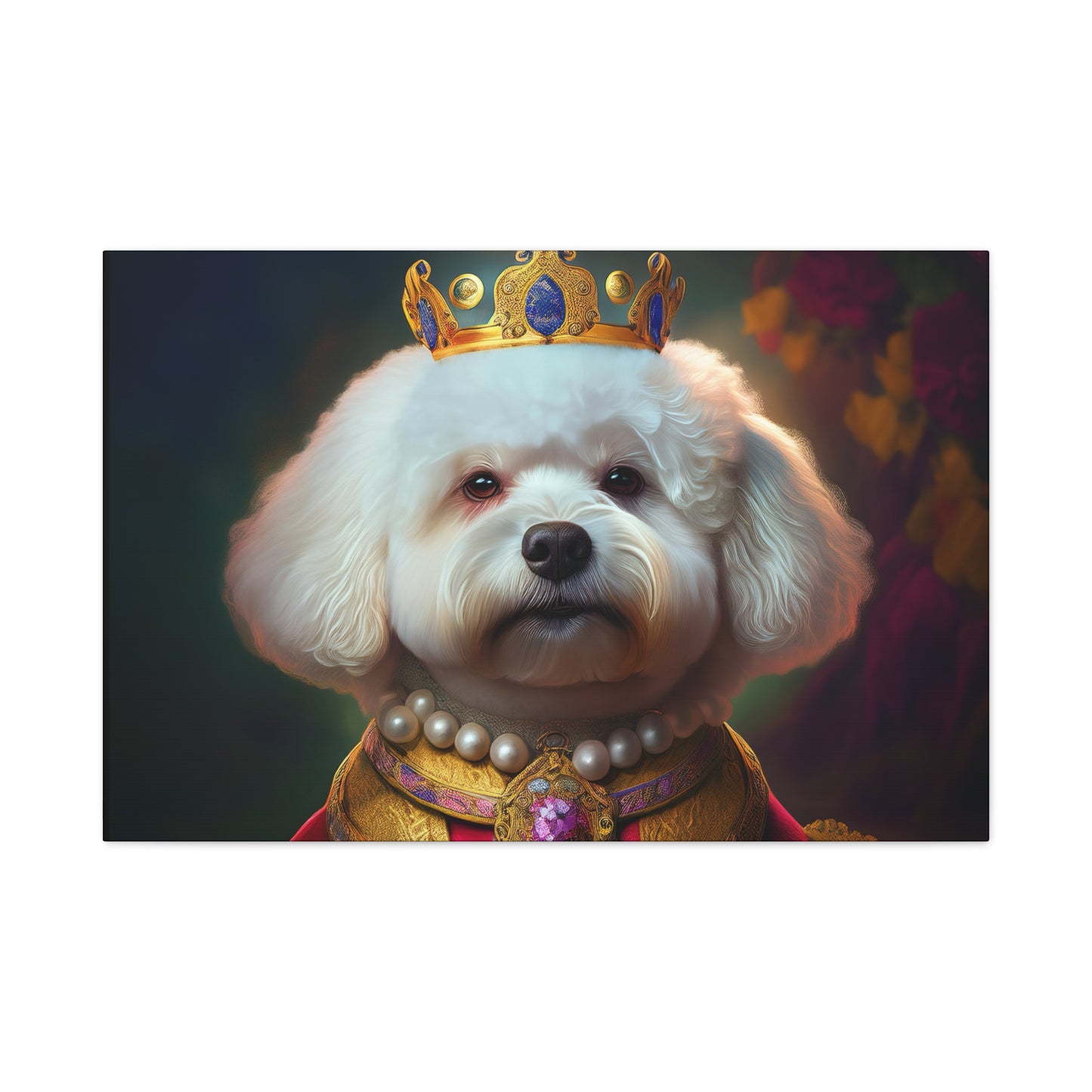 Bichon Frise Renaissance Pet Portrait on Canvas | Wall art | wall print | Dog Art