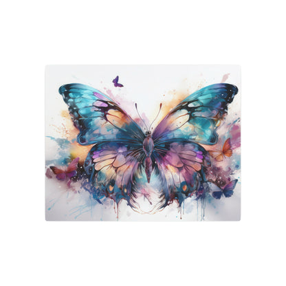Butterfly Teal and Purple Ink Watercolor Metal Art Sign Print