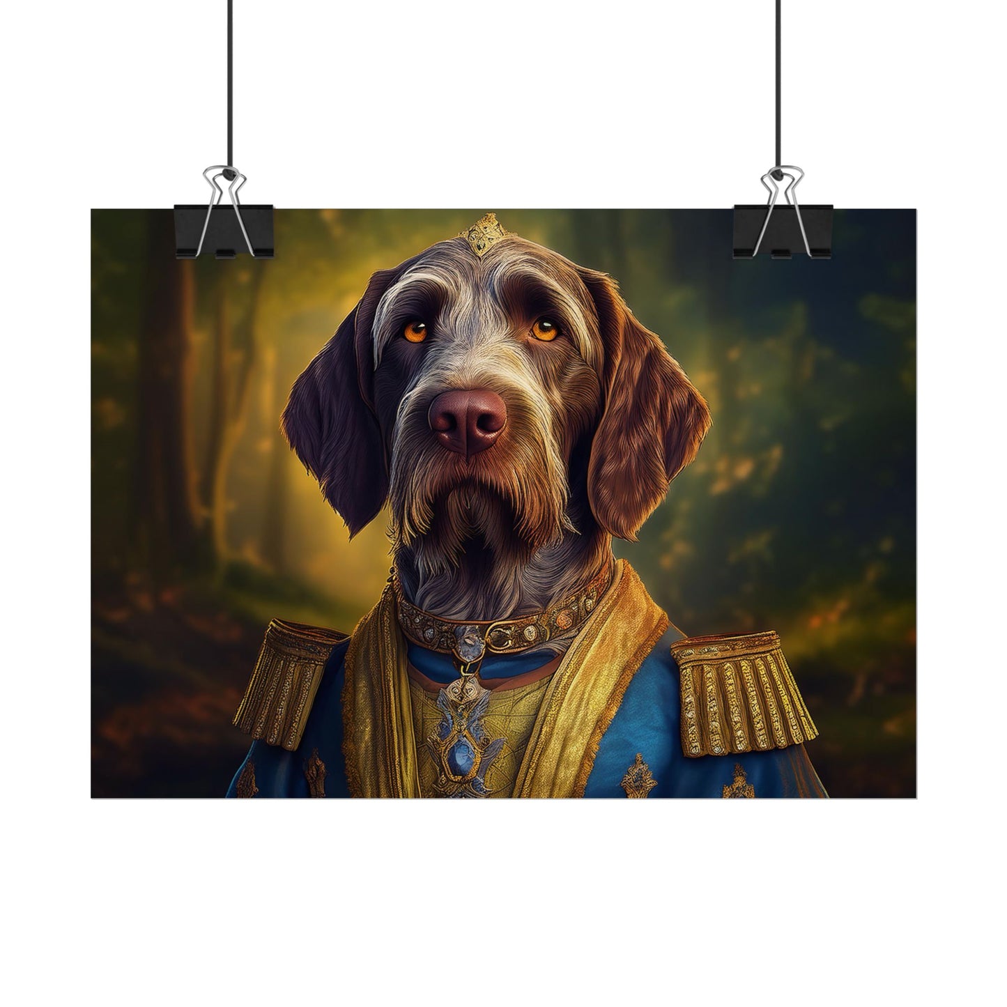 German Wirehaired Pointer Renaissance Pet Portrait Print, Pointer, Dog Lover Wall Art,  Dog Memorial Gift, wall art, wall print, dog print