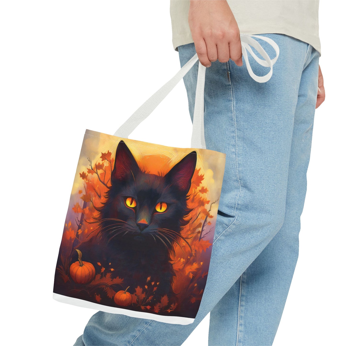 Spooky Black Cat Halloween Tote Bag, Halloween Home Decor Candy Bag, Ultimate Trick or Treat Bag