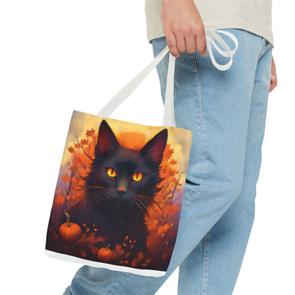 Spooky Black Cat Halloween Tote Bag, Halloween Home Decor Candy Bag, Ultimate Trick or Treat Bag