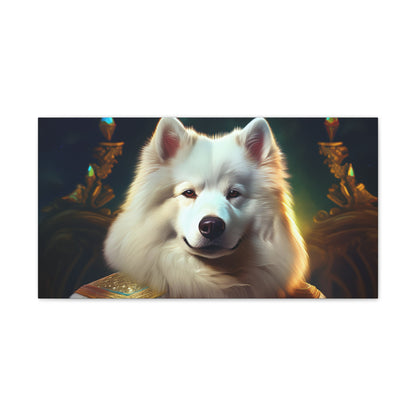 Regal Samoyed Canvas Art, Pet Wall Decor, Dog Portrait, Unique Home Decor, Animal Lover Gift, Noble Canine Wall Art