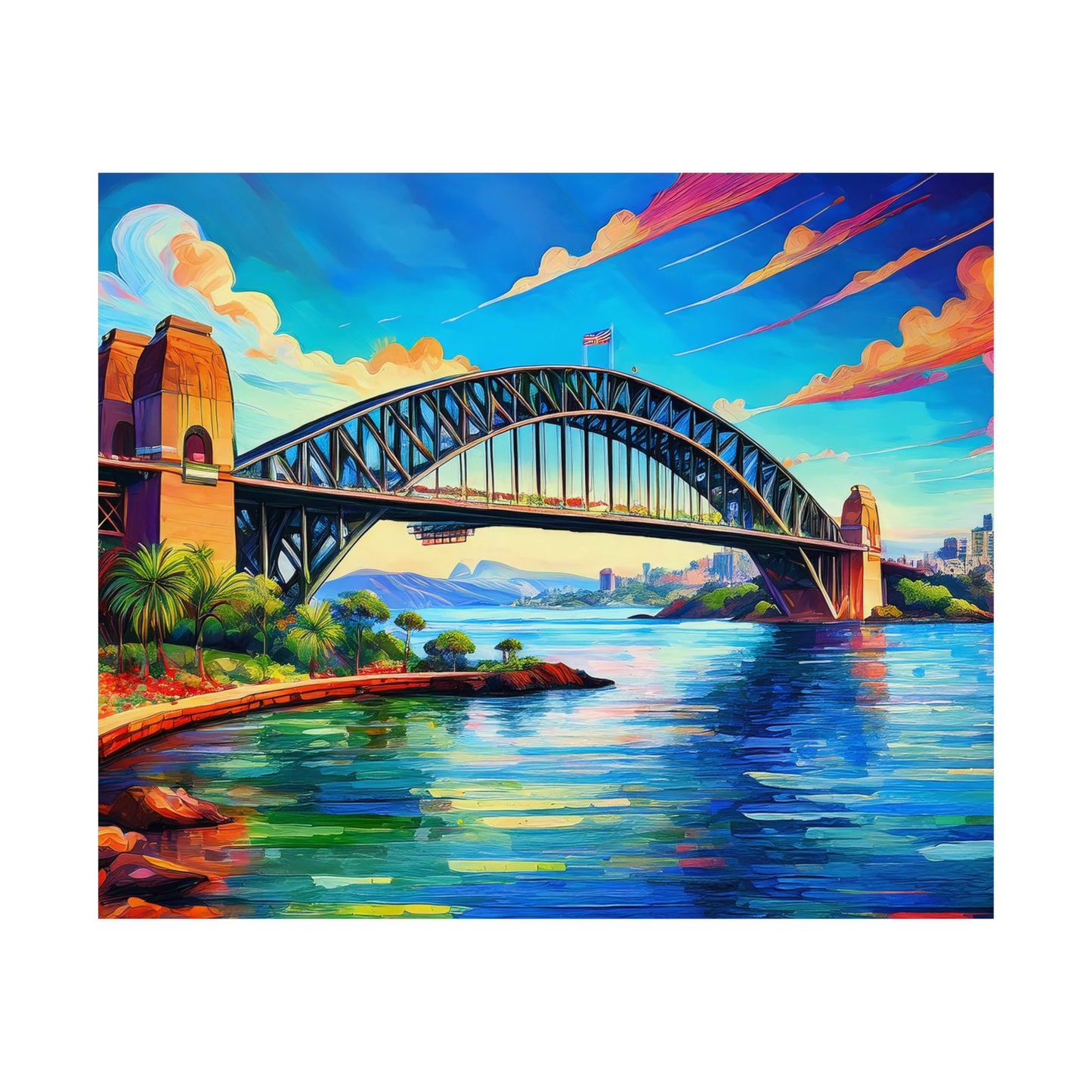 Sydney Harbour Bridge  Australia Painting Print | Wall Art | Wall Print