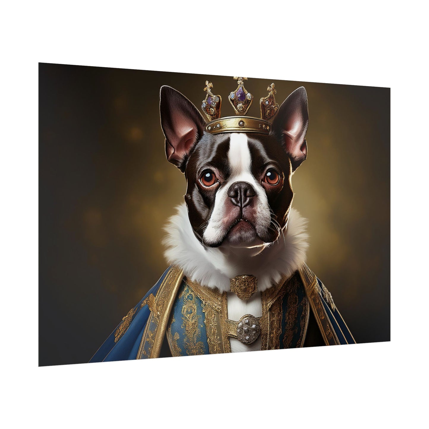 Boston Terrier Renaissance Dog Portrait Art Print, Wall Decor Gift, Animal Lover Home Decor, Dog Wall Art