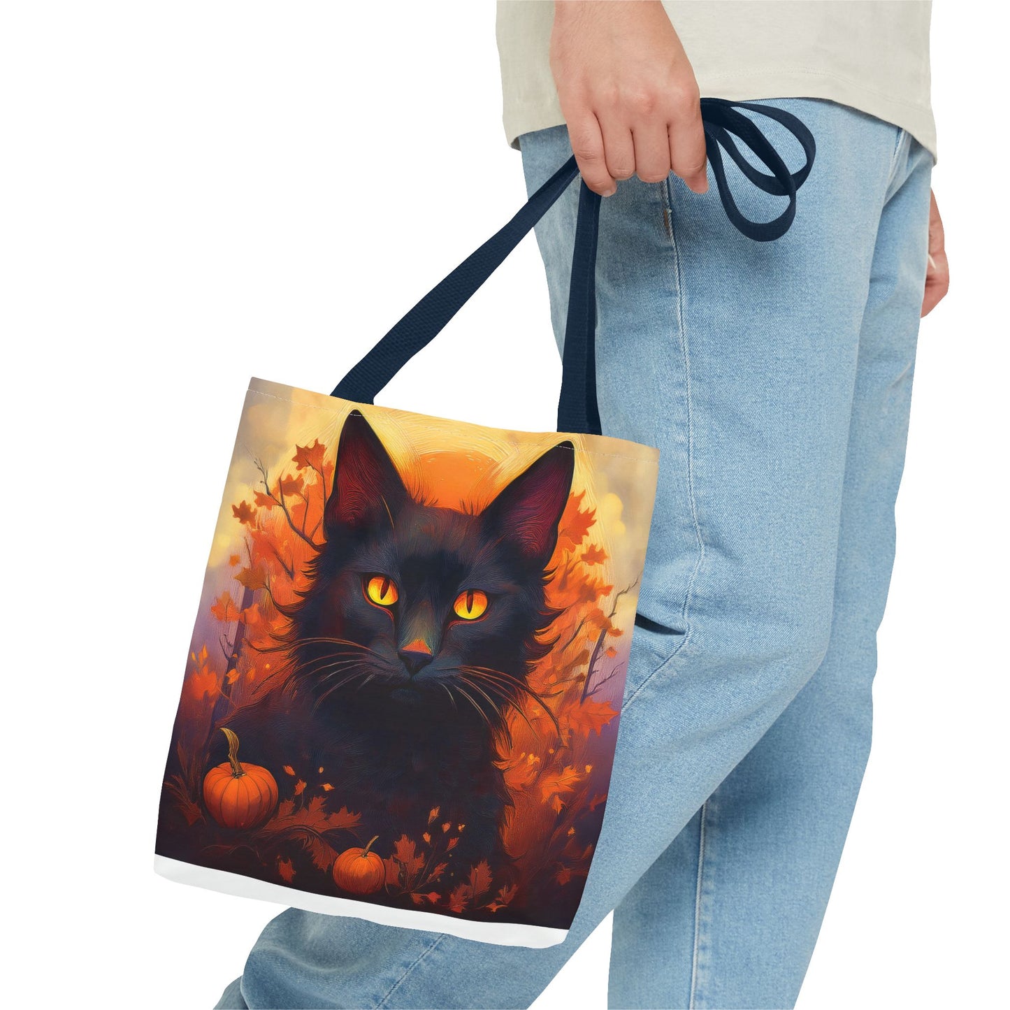 Spooky Black Cat Halloween Tote Bag, Halloween Home Decor Candy Bag, Ultimate Trick or Treat Bag