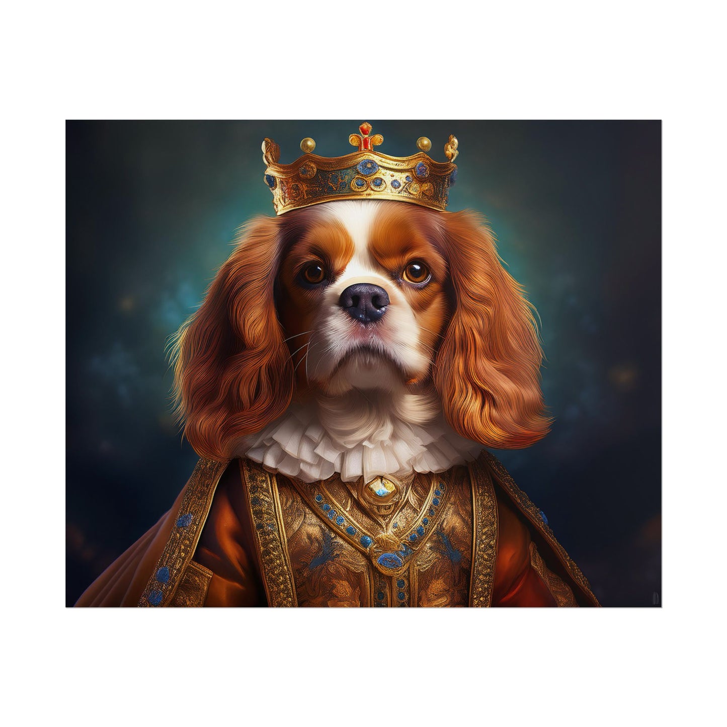 Cavalier King Charles Spaniel Art Pet Portrait Print, Renaissance, Wall Print, Wall Art