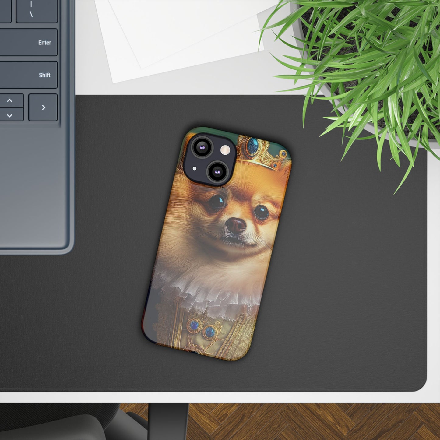 Pomeranian Renassaince Dog Portrait Slim Phone Case