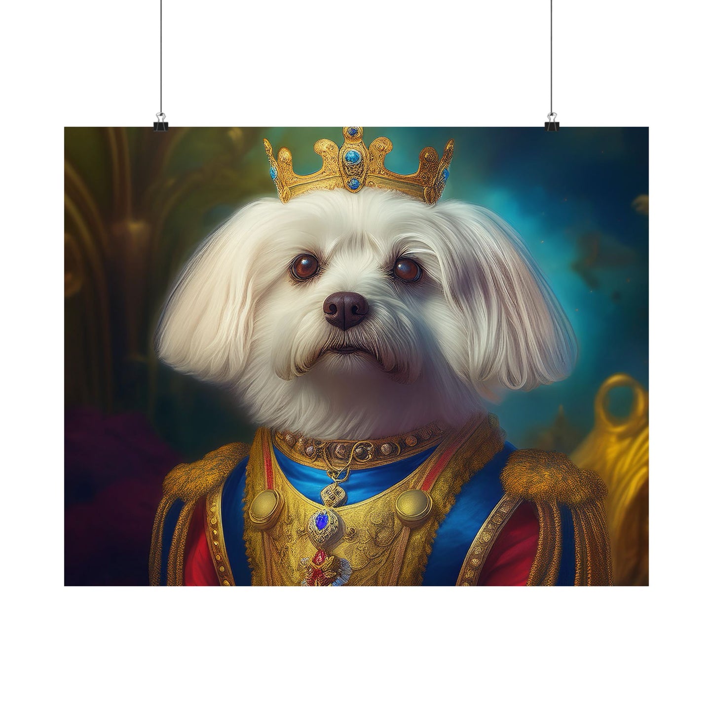 Maltese Renaissance Dog Portrait Wall Print | Art Print | Wall Decor | Dog Wall Art