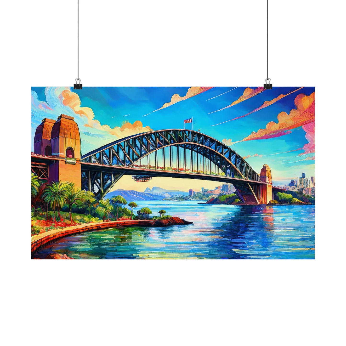 Sydney Harbour Bridge  Australia Painting Print | Wall Art | Wall Print