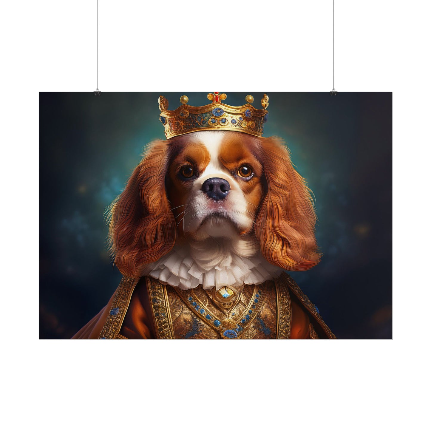 Cavalier King Charles Spaniel Art Pet Portrait Print, Renaissance, Wall Print, Wall Art
