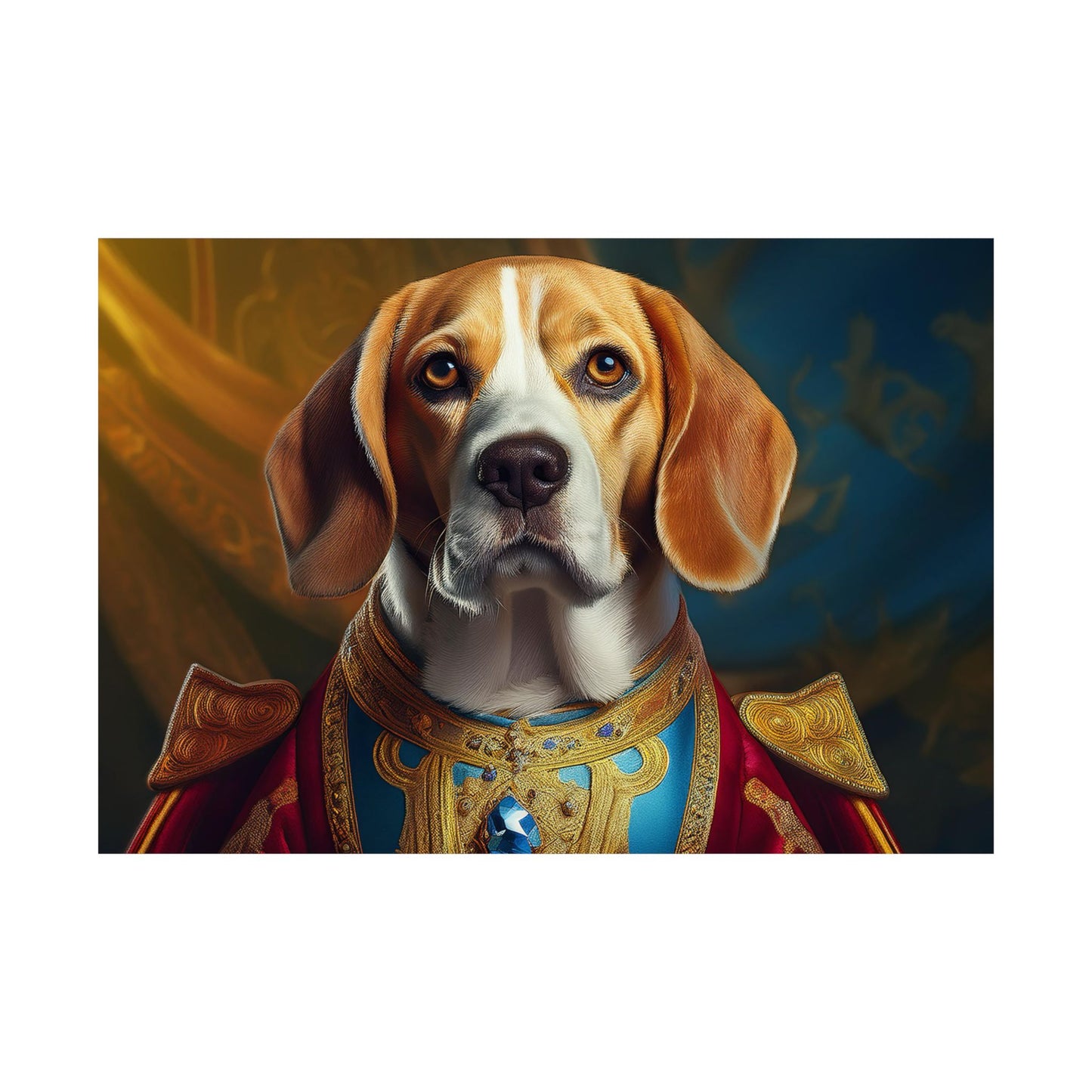 Beagle Renaissance Dog Portrait Art Print, Wall Decor Gift, Wall Prints, Wall Art