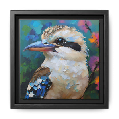 Kookaburra Australian Bird Oil Painting Framed Canvas Wall Art Print - Square Frame, Gallery Wrap, Bird Art, Home Decor, Gift for Bird