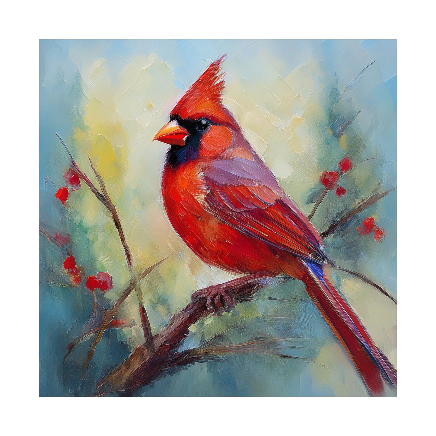 Cardinal Oil Painting Print | Wall Art | Wall Print | Bird Art