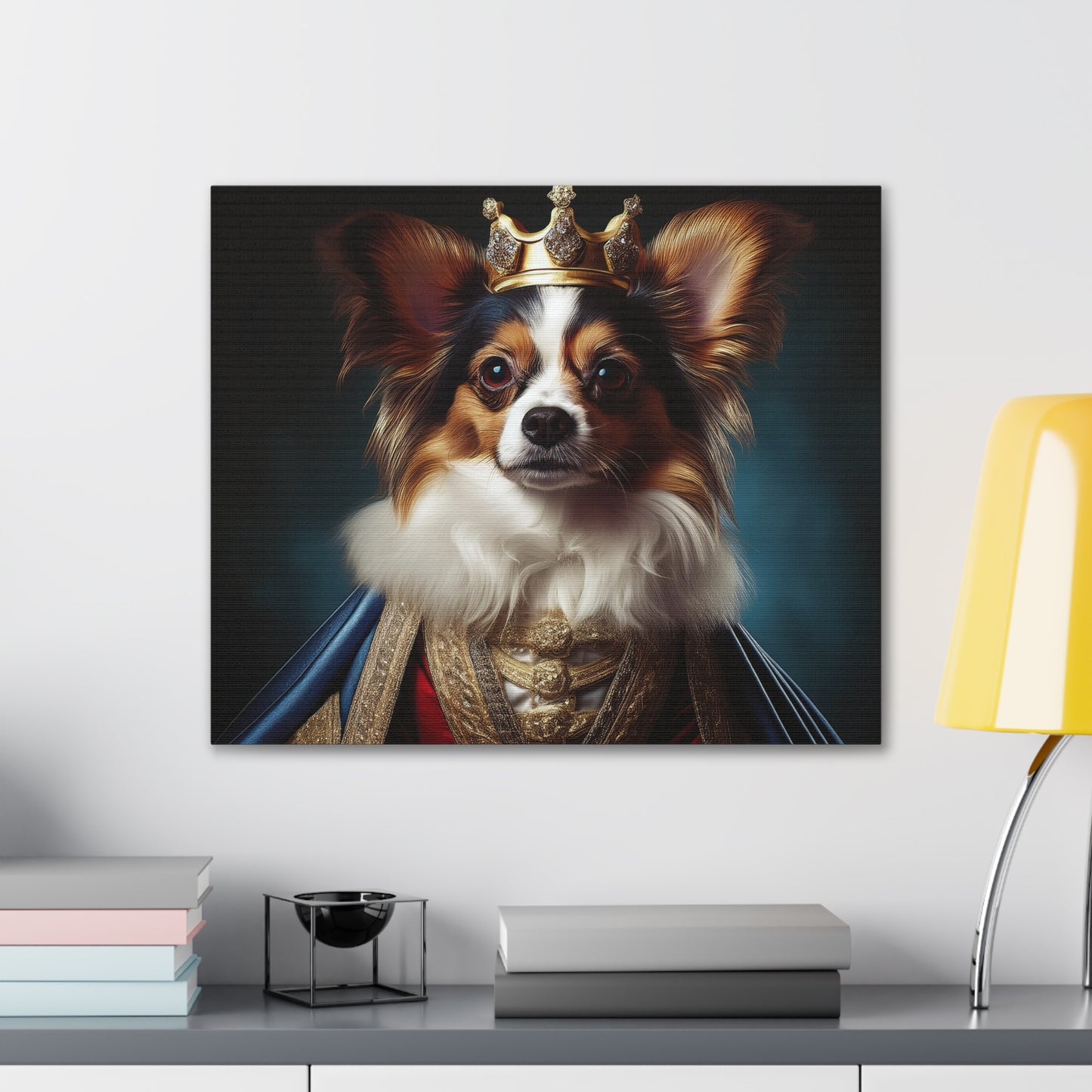 Papillon Pet Portrait Renaissance on Canvas, wall art, wall print, dog portrait, dog art