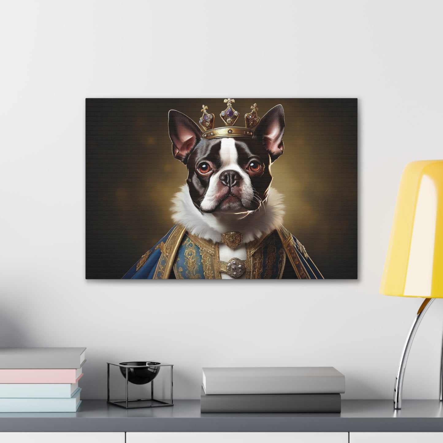Boston Terrier Renaissance Pet Portrait on Canvas, wall print, wall art, dog portrait, dog art