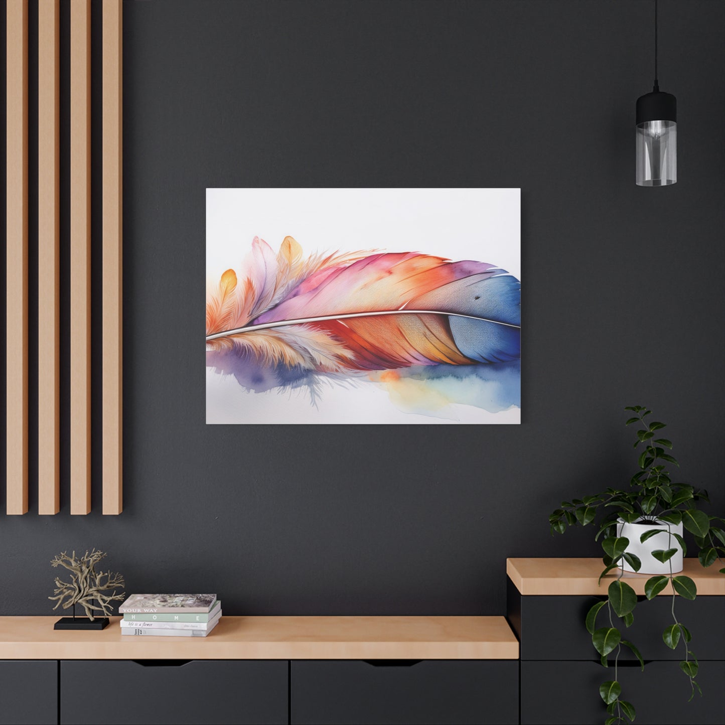 Rainbow Feather Watercolor Canvas Print - 3 | Elegant Wall Art & Prints | Unique Home Decor | Wall Print | Wall Art