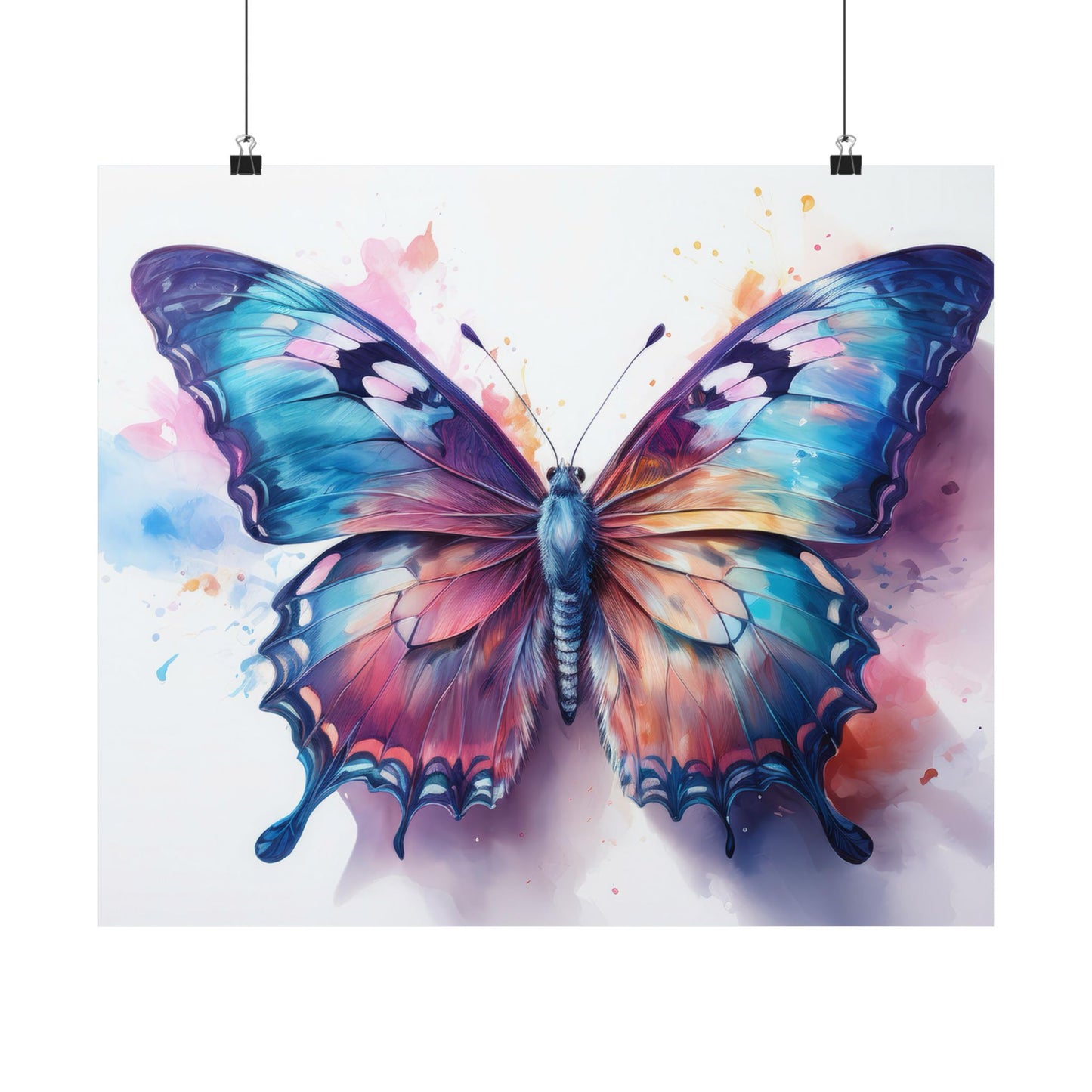 Teal, Blue & Purple Butterfly Alcohol Ink Wall Art |  Butterfly wall art | Wall Art | Wall Print