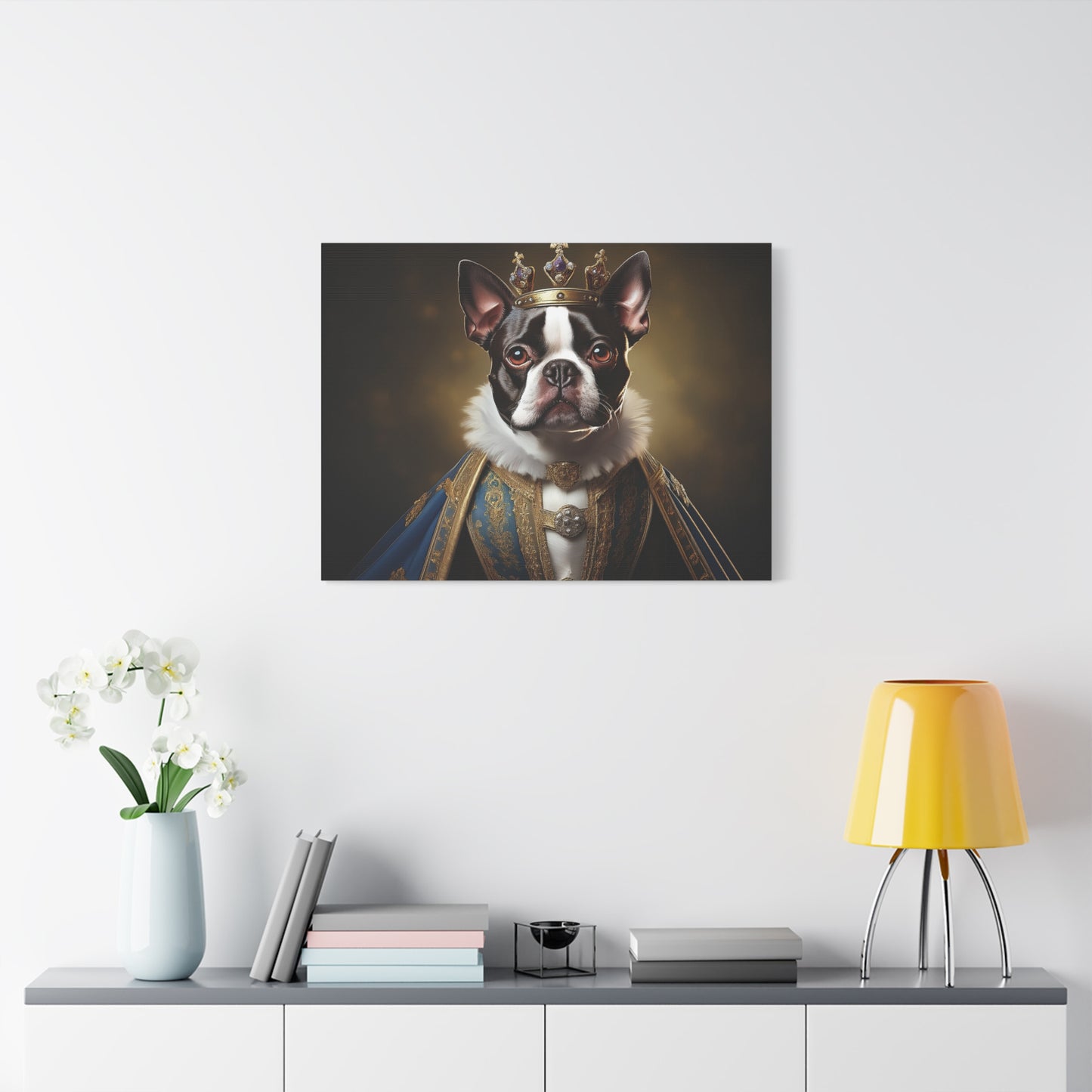 Boston Terrier Renaissance Pet Portrait on Canvas, wall print, wall art, dog portrait, dog art