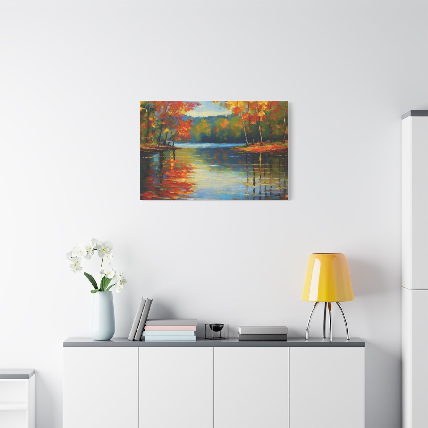Fall Changing Leaves on a Lake Canvas Print | Style 2 | Wall Art | Wall Print | Fall Decor