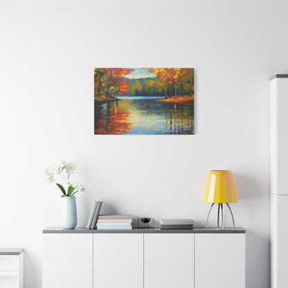 Fall Changing Leaves on a Lake Canvas Print | Style 2 | Wall Art | Wall Print | Fall Decor