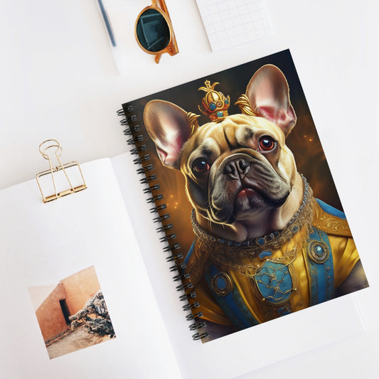 French Bulldog Renaissance Pet Portrait Spiral Notebook, Writing Journal, Note-Taking, Unique Dog Lover Gift
