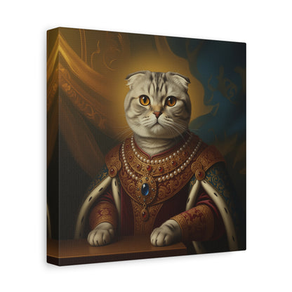 Scottish Fold Renaissance Royal Cat Canvas Art Print, Cat Wall Decor, Pet Lover Gift, Feline Portrait, Home Decoration, Unique Gift for Cat Lovers