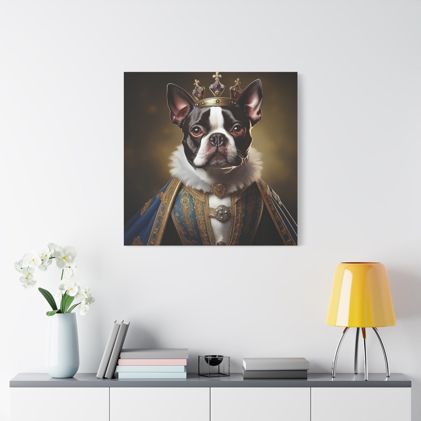 Boston Terrier Renaissance Pet Portrait on Canvas, wall print, wall art, dog portrait, dog art