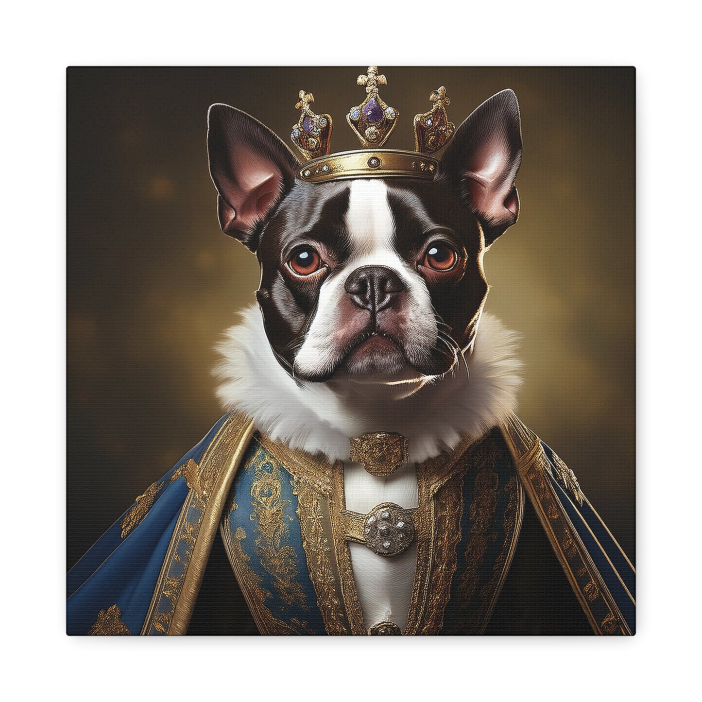 Boston Terrier Renaissance Pet Portrait on Canvas, wall print, wall art, dog portrait, dog art