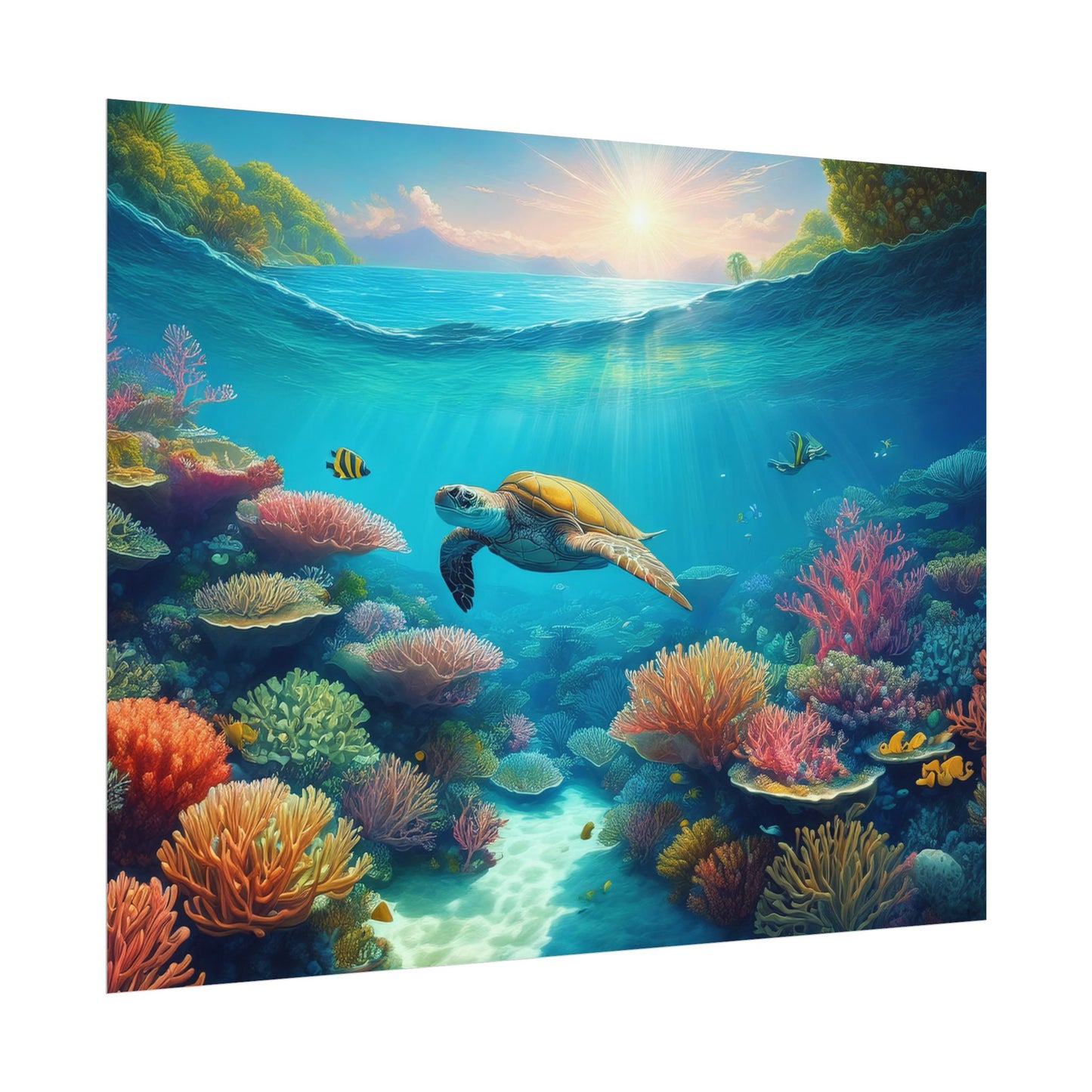Turtle in the Great Barrier Reef  Australia Coastal Print | Style 1 | Wall Art | Wall Print