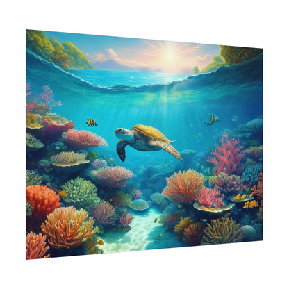 Turtle in the Great Barrier Reef  Australia Coastal Print | Style 1 | Wall Art | Wall Print