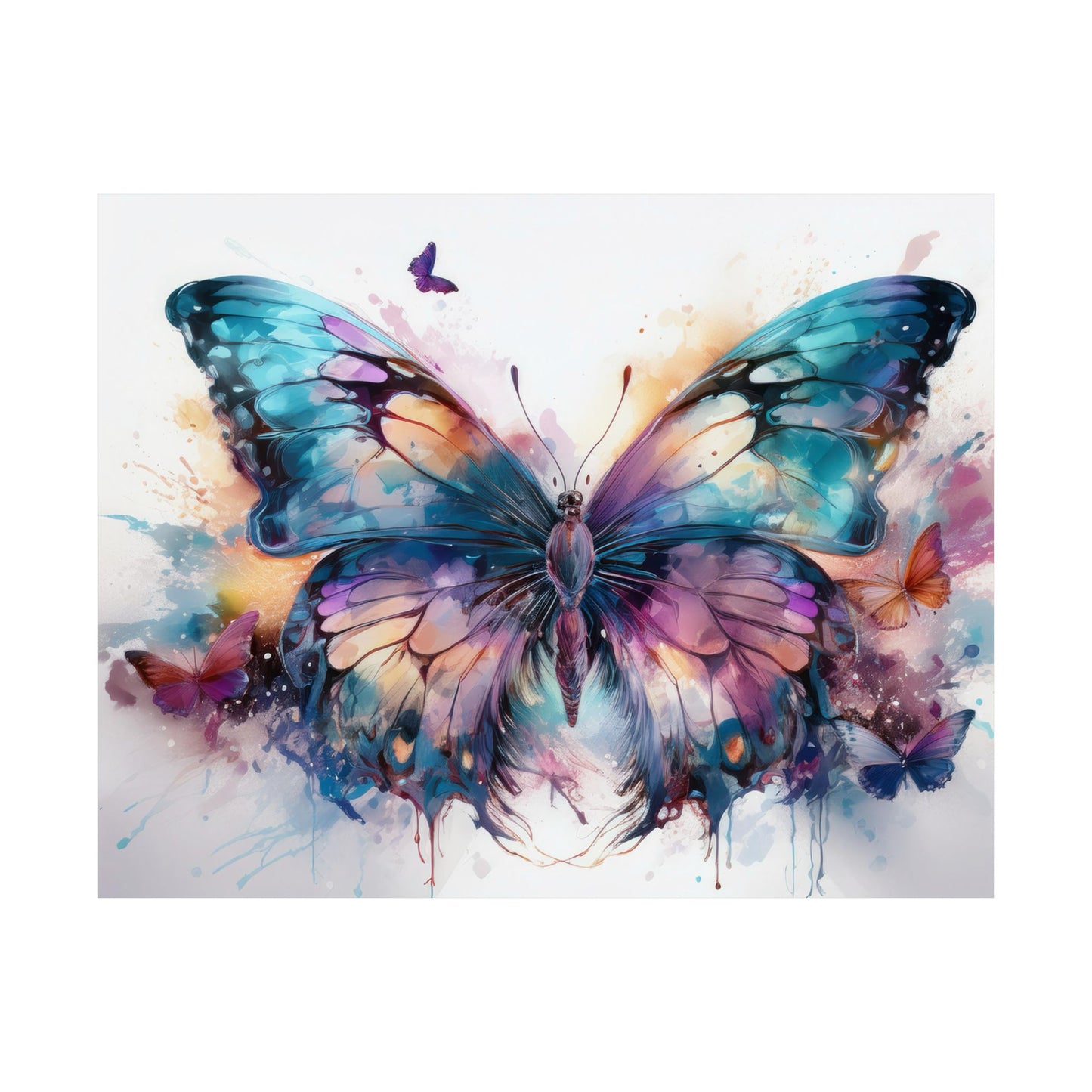 Teal, Orange & Purple Butterfly Alcohol Ink Wall Art | Butterfly wall art | Wall Art | Wall Print