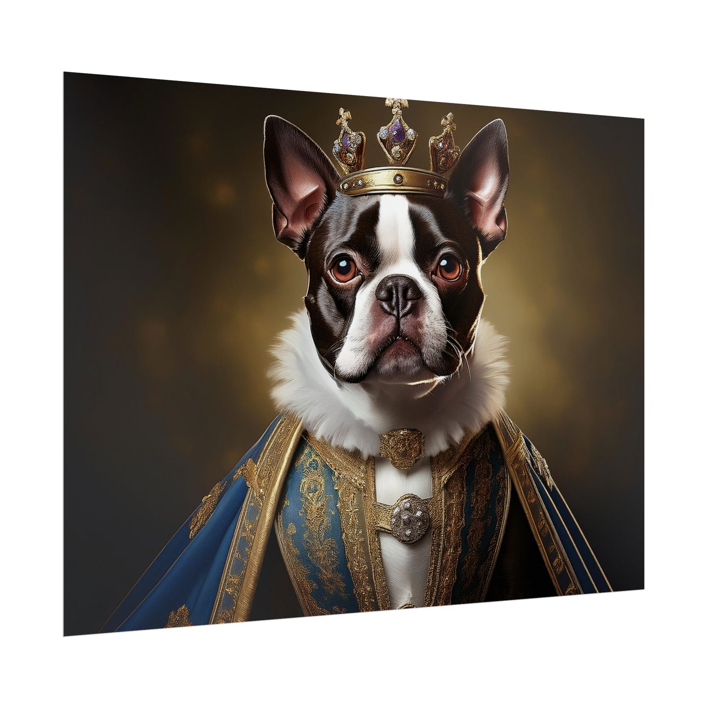 Boston Terrier Renaissance Dog Portrait Art Print, Wall Decor Gift, Animal Lover Home Decor, Dog Wall Art