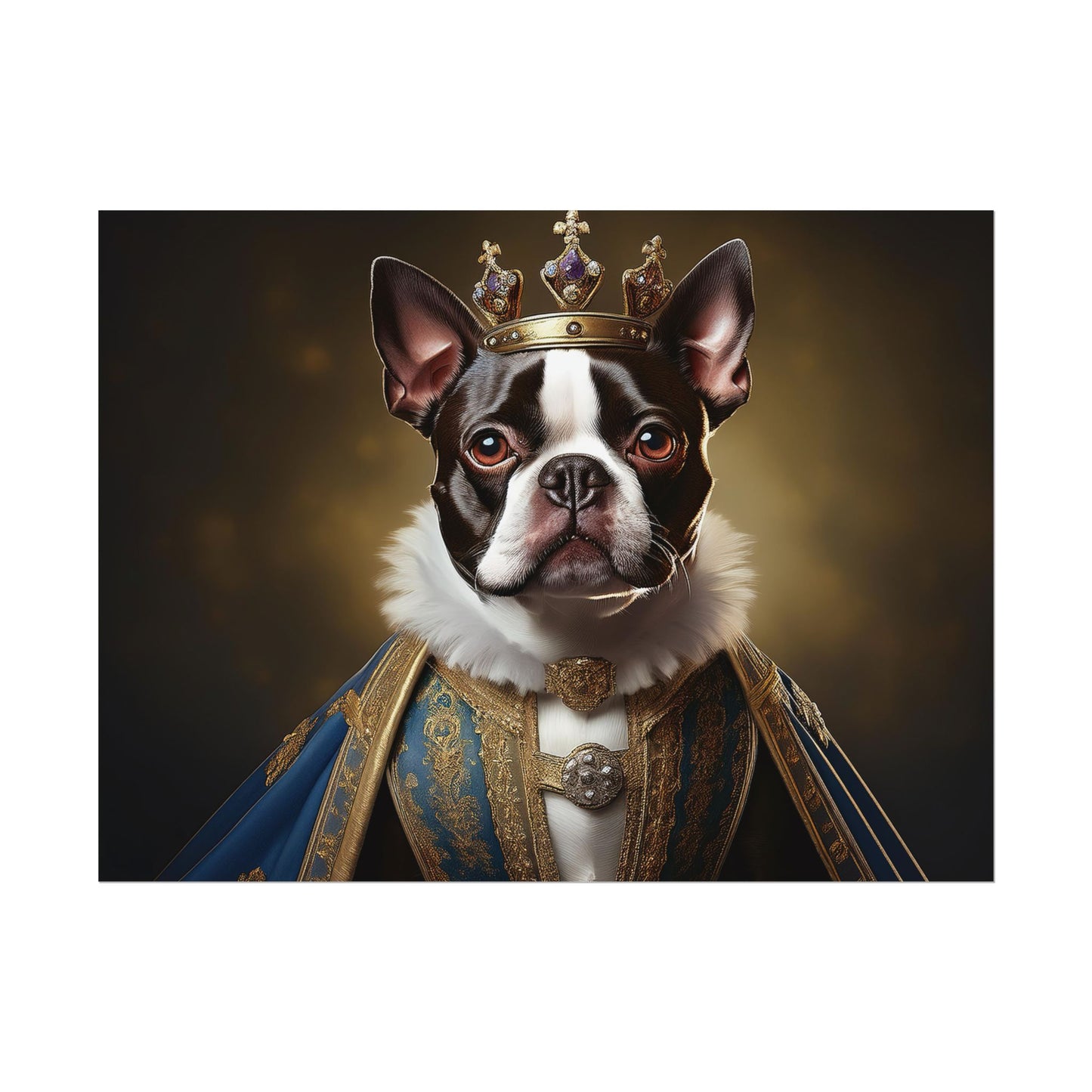 Boston Terrier Renaissance Dog Portrait Art Print, Wall Decor Gift, Animal Lover Home Decor, Dog Wall Art