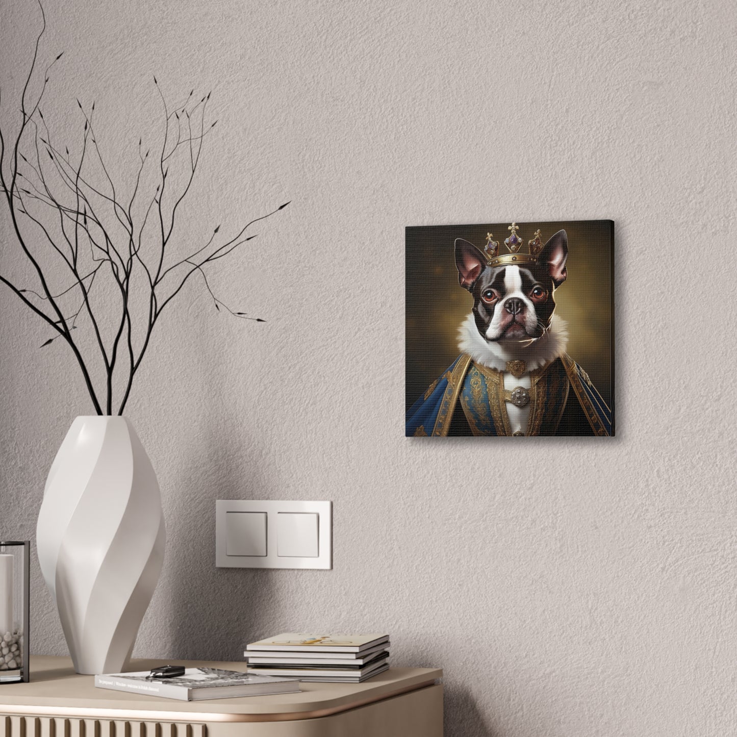 Boston Terrier Renaissance Pet Portrait on Canvas, wall print, wall art, dog portrait, dog art