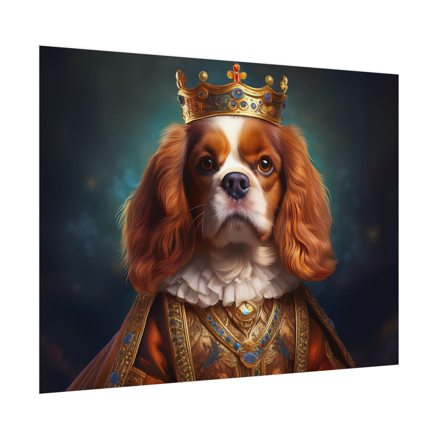 Cavalier King Charles Spaniel Art Pet Portrait Print, Renaissance, Wall Print, Wall Art