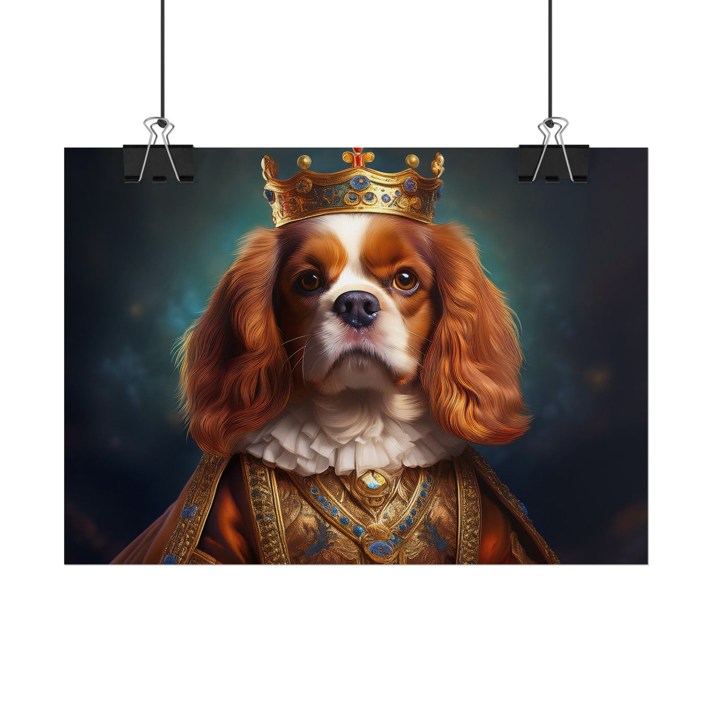 Cavalier King Charles Spaniel Art Pet Portrait Print, Renaissance, Wall Print, Wall Art