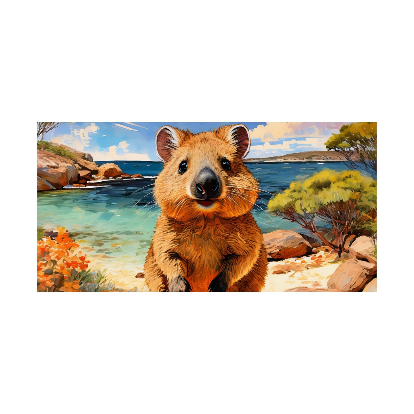 Quokkas at Rottnest Island Western Australia Print |  Unique Painting Print | Style 1 | Wall Art | Wall Print