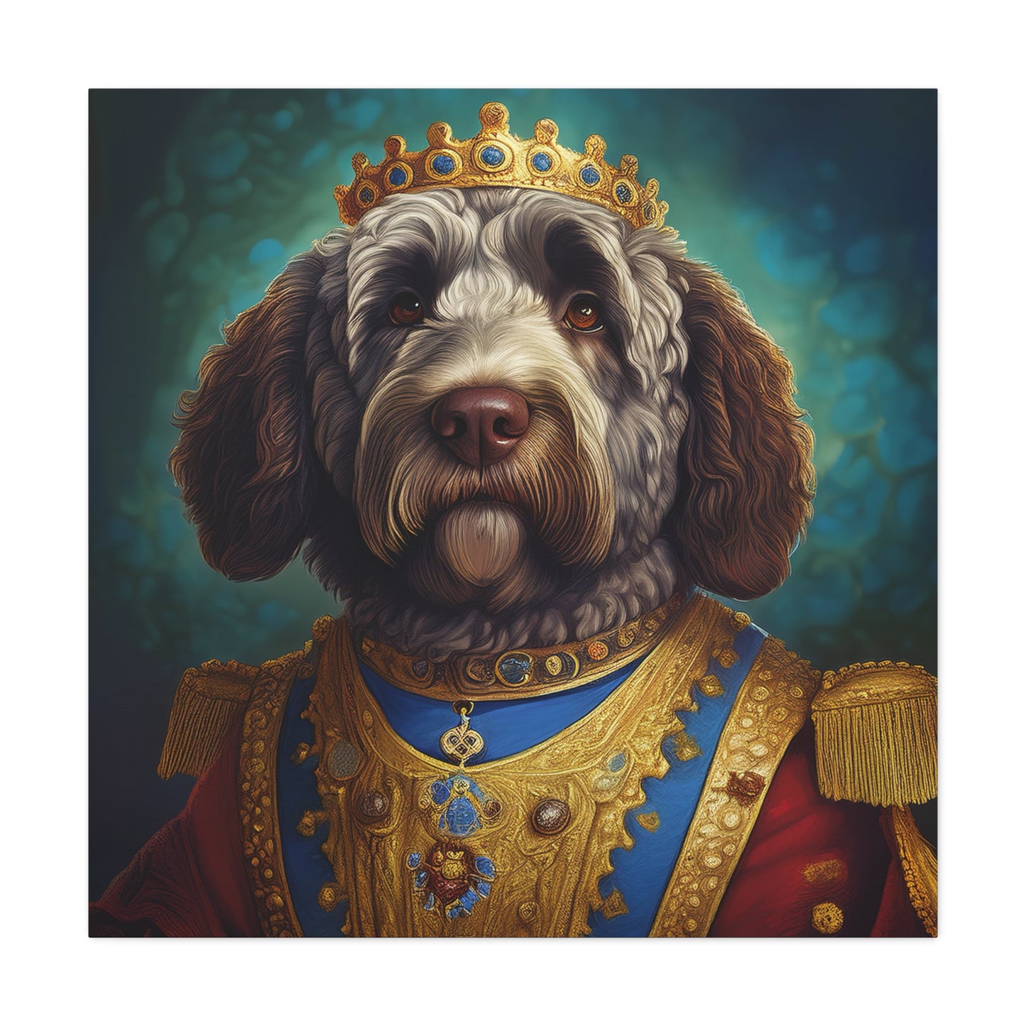 Portuguese Water Dog Renaissance Pet Portrait on Canvas | wall art | wall print