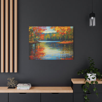 Fall Changing Leaves on a Lake Canvas Print | Style 2 | Wall Art | Wall Print | Fall Decor
