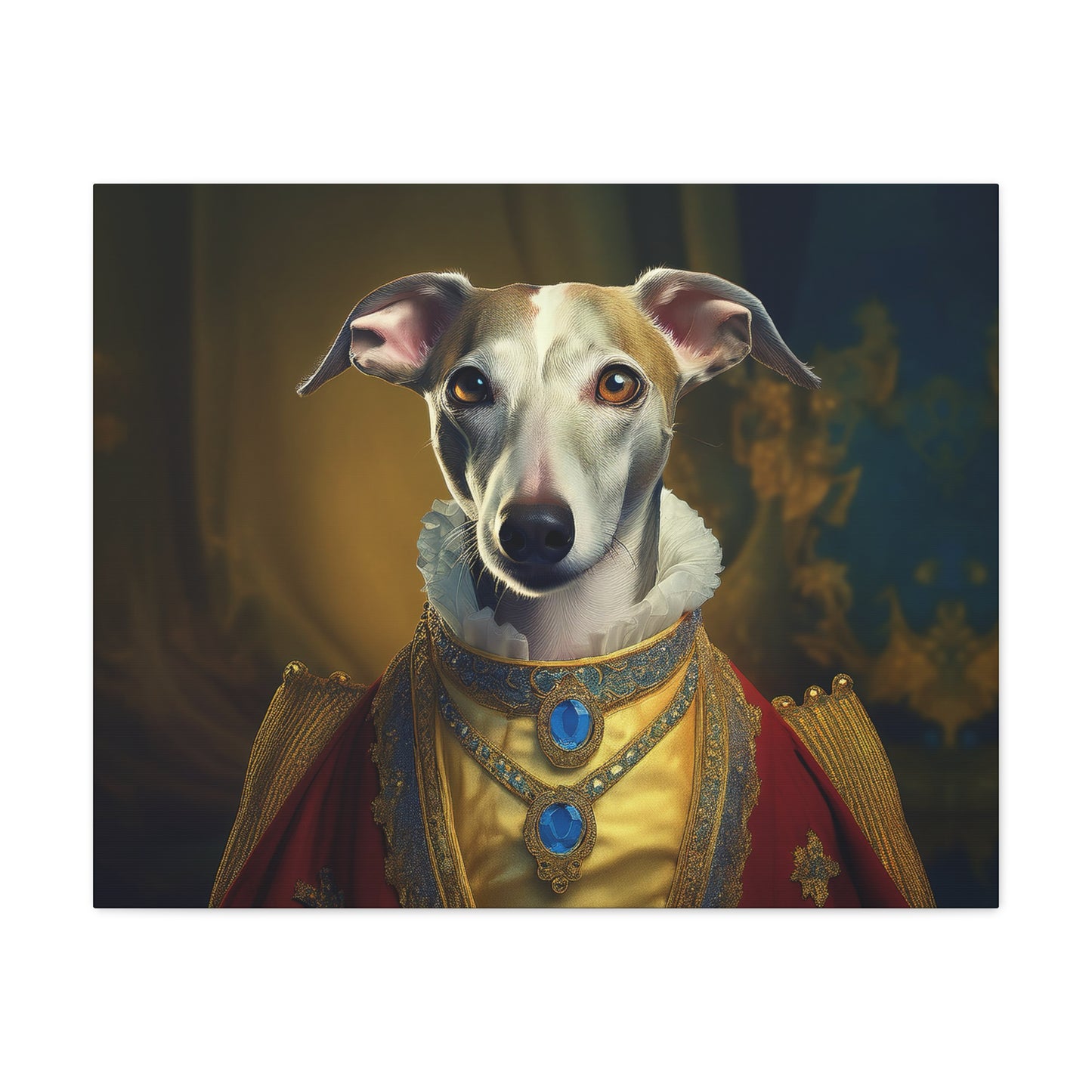 Whippet Renaissance Pet Portrait  Print - Canvas, wall art, wall print, dog portrait, dog art