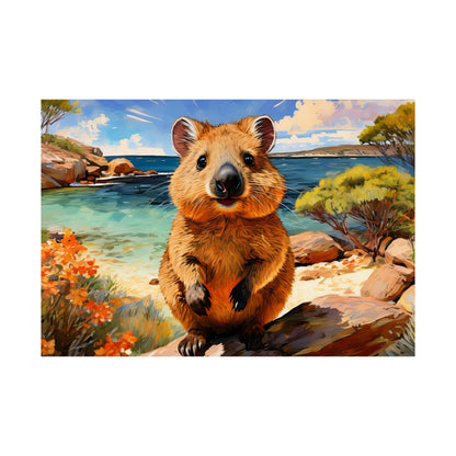 Quokkas at Rottnest Island Western Australia Print |  Unique Painting Print | Style 1 | Wall Art | Wall Print