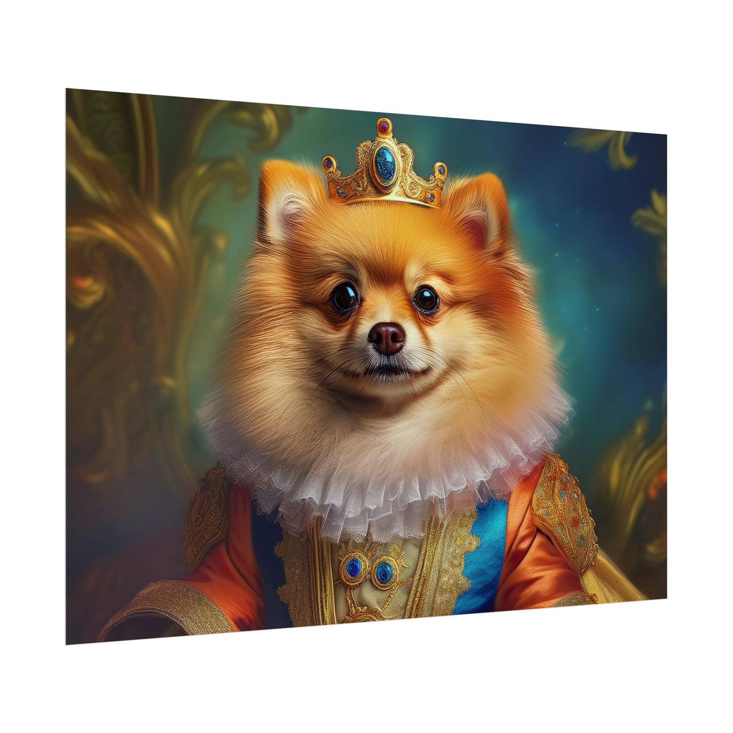 Pomeranian Renaissance Dog Portrait Art Print, Wall Decor Gift, Animal Lover Home Decor, Dog Wall Art