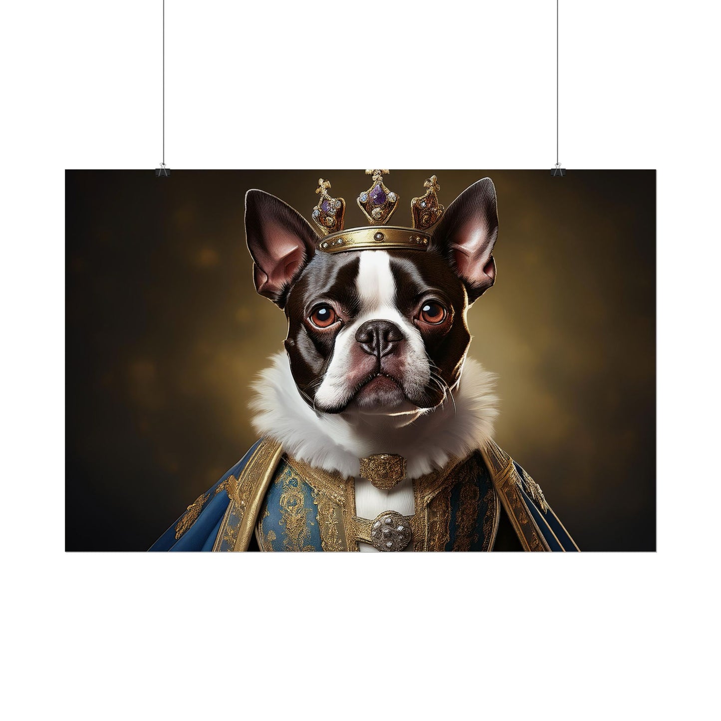 Boston Terrier Renaissance Dog Portrait Art Print, Wall Decor Gift, Animal Lover Home Decor, Dog Wall Art