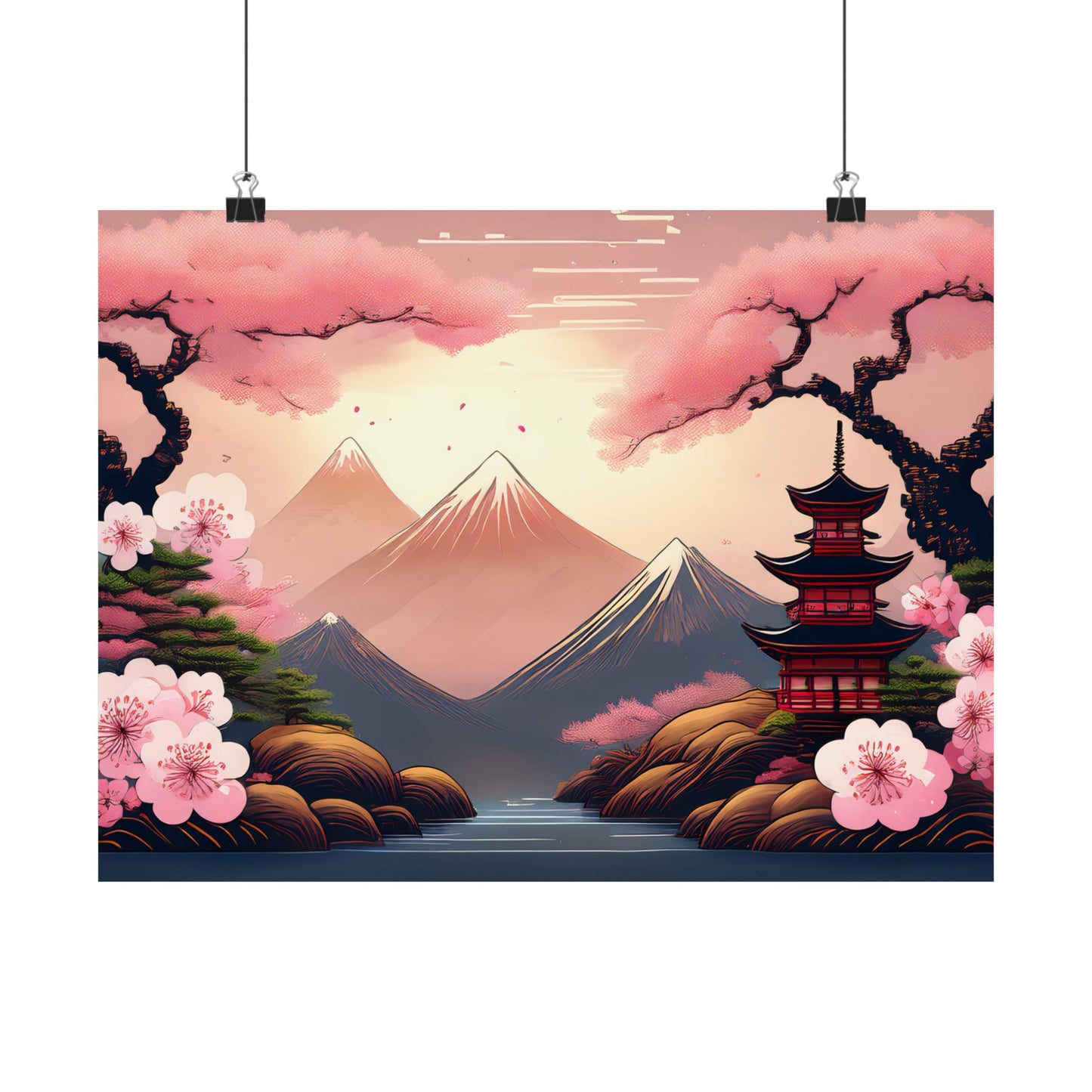 Japanese Cherry Blossom Wall Art Print | Wall Art | Wall Print | Japanese Wall Art