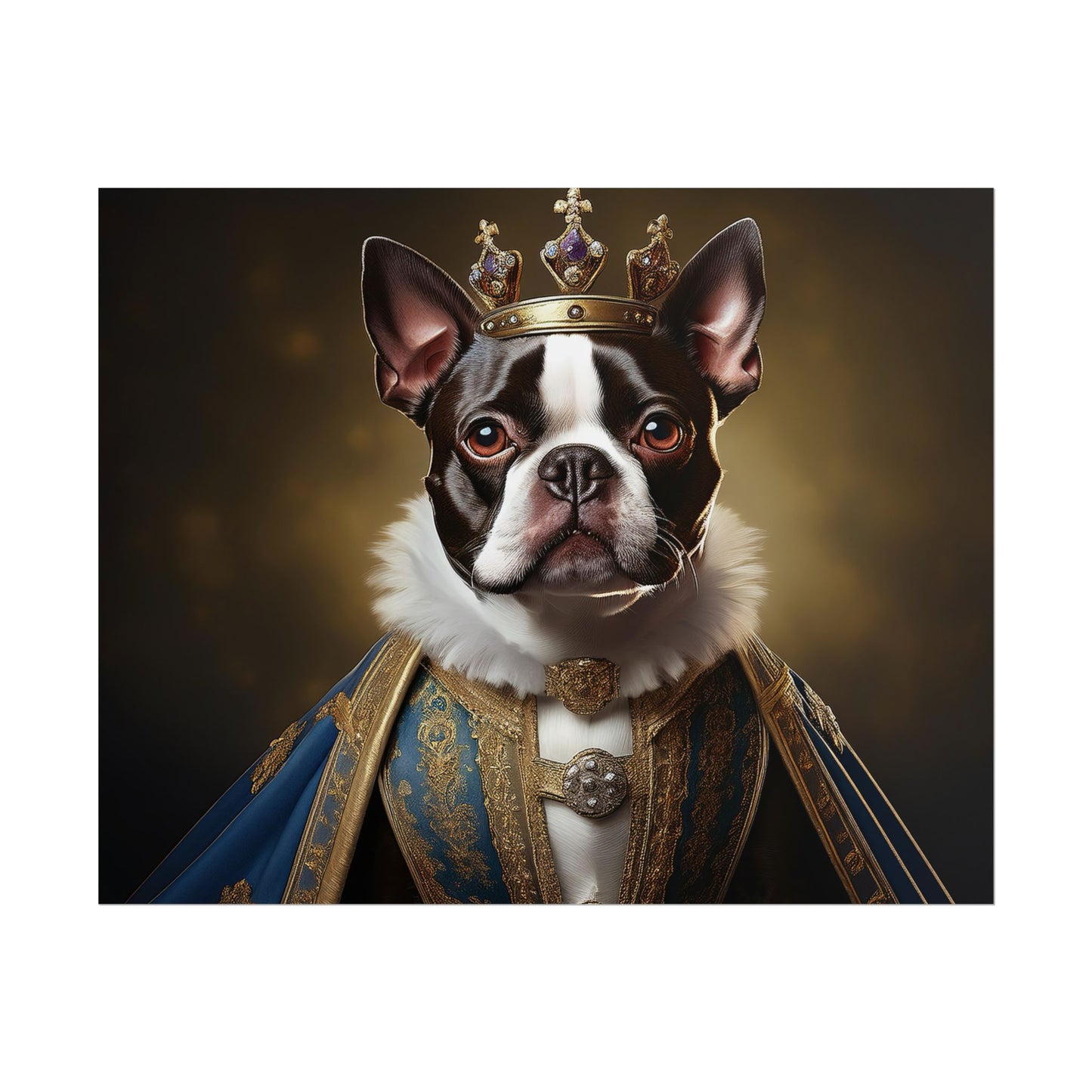 Boston Terrier Renaissance Dog Portrait Art Print, Wall Decor Gift, Animal Lover Home Decor, Dog Wall Art