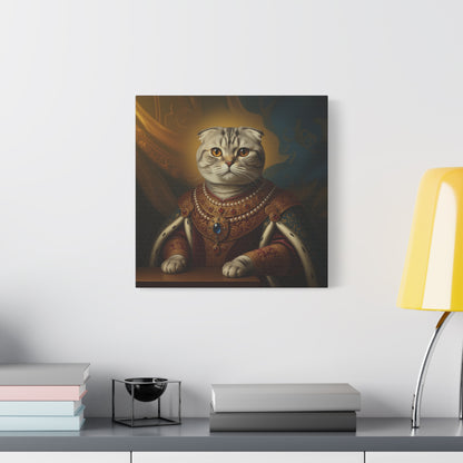 Scottish Fold Renaissance Royal Cat Canvas Art Print, Cat Wall Decor, Pet Lover Gift, Feline Portrait, Home Decoration, Unique Gift for Cat Lovers