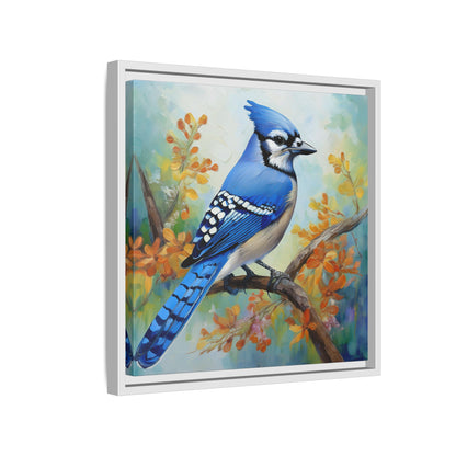 Blue Jay Bird Oil Painting Framed Canvas for Bird Lovers Home Decor, Indoor Wall Art, Wall Print, Bird Art, Living Room Wall Art