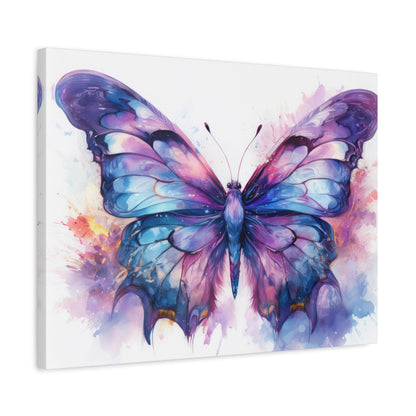 Blue & Purple Butterfly Alcohol Ink Canvas Art | Butterfly Decor | Wall Art | Wall Print